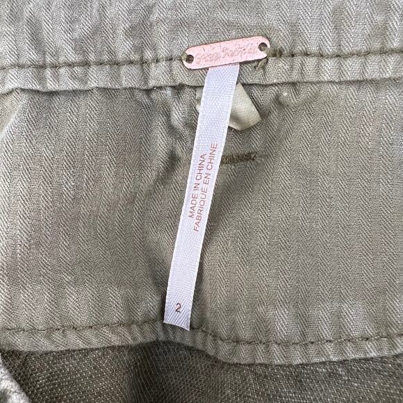 Free People Pants Women's Size 2 Tan Baggy Cargo Button Fly Slouchy Paper Bag - Picture 7 of 16